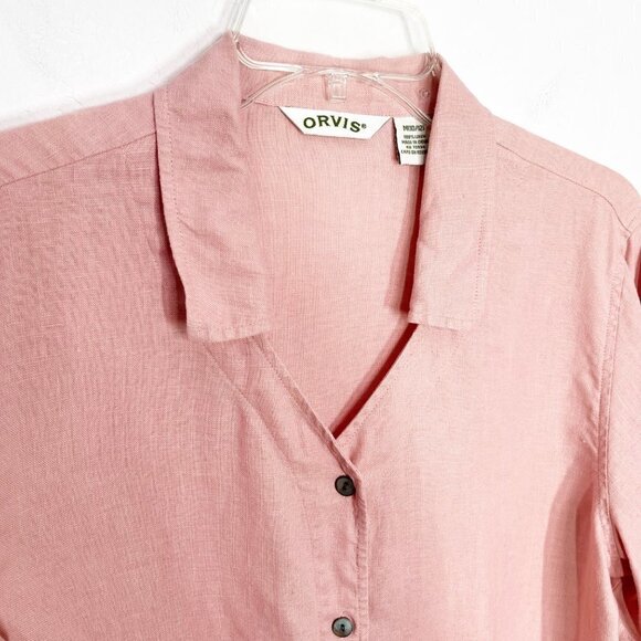 Orvis Pink 100% Linen Set Button Down Shirt and Pull On Pants Size Medium - Picture 3 of 10
